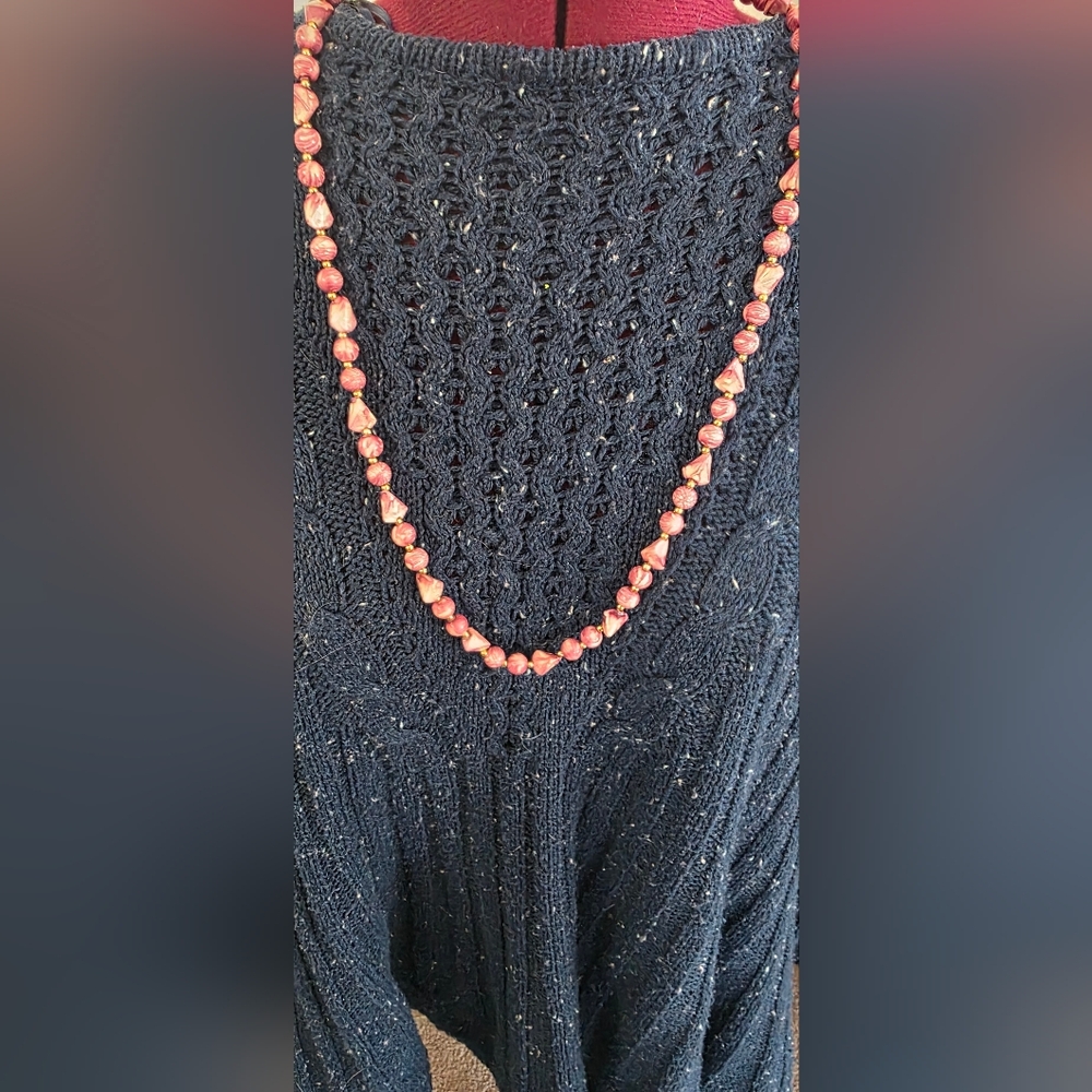 Cute Simple Over The Head Pink Beaded Necklace Jewelry